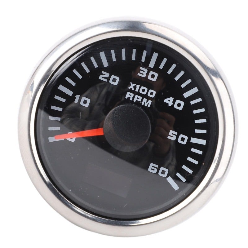 مقياس سرعة الدوران 52 مم تيار مستمر 9-32 فولت 0-6000 دورة في الدقيقة - عداد RPM بإضاءة خلفية 7 ألوان مع نسبة سرعة قابلة للتعديل لمحركات البنزين - Image 3