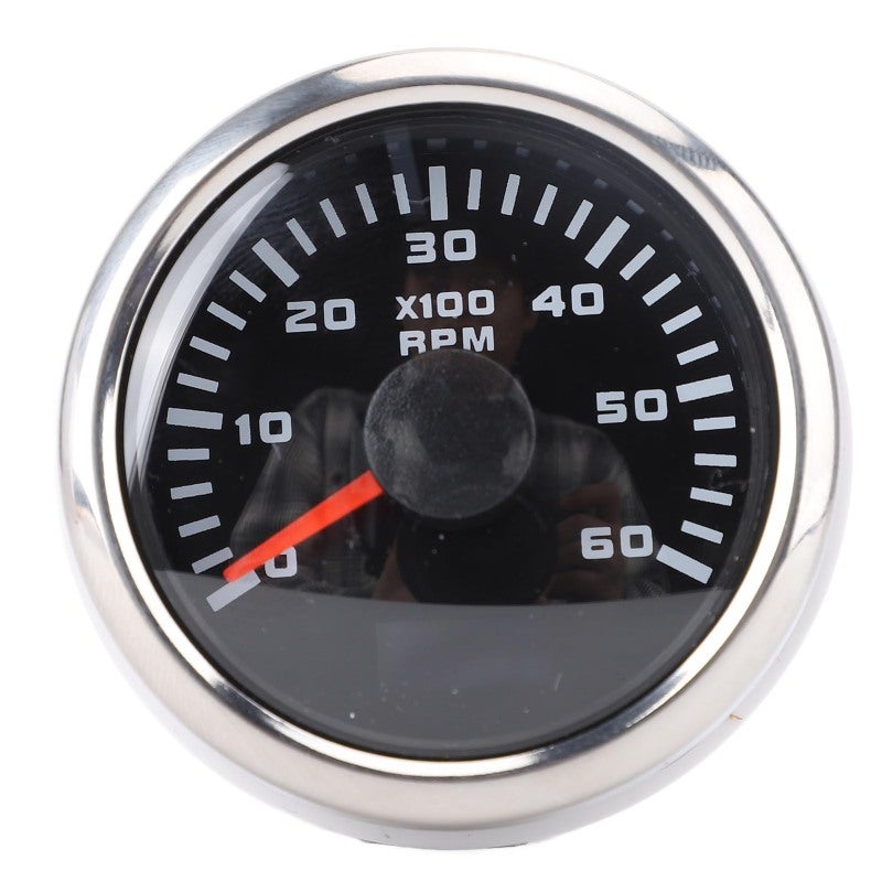 مقياس سرعة الدوران 52 مم تيار مستمر 9-32 فولت 0-6000 دورة في الدقيقة - عداد RPM بإضاءة خلفية 7 ألوان مع نسبة سرعة قابلة للتعديل لمحركات البنزين - Image 1
