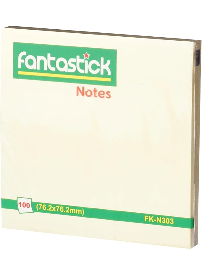 Fantastick Post It Pad Sticky Notes 7.62 Cm X 7.62 Cm Size Yellow Fk N303 - Image 1