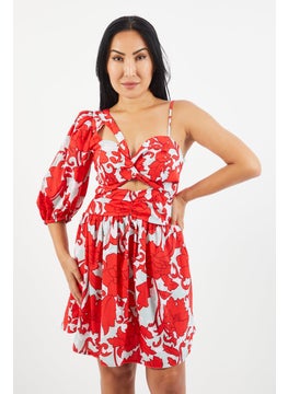 trendyol Women All Over Print Mini Dress, Red Combo  - Image 1