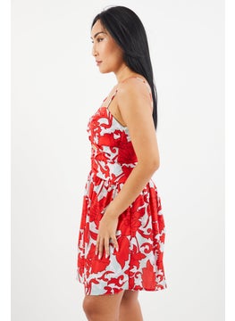 trendyol Women All Over Print Mini Dress, Red Combo  - Image 3