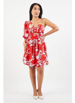 trendyol Women All Over Print Mini Dress, Red Combo  - Image 4