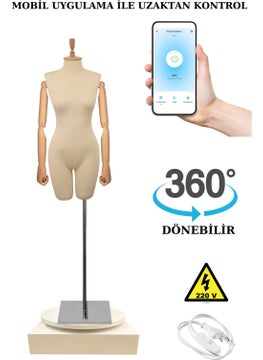 Mannequin Istanbul Size 36 360 Degree Rotatable Phone Controlled Wooden Armed Showcase Mannequin Tailor Mannequin