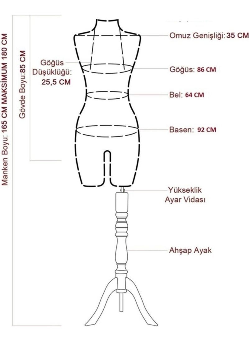 Manken İstanbul - Mannequin Istanbul Size 36 360 Degree Rotatable Phone Controlled Wooden Armed Showcase Mannequin Tailor Mannequin - Image 1