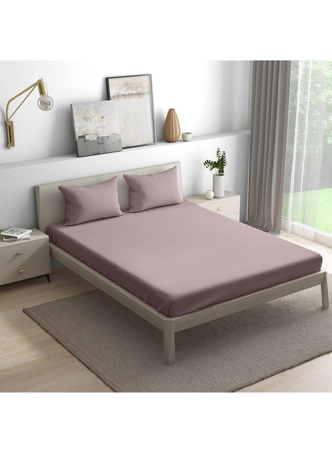 Wakefit شيت سرير قطن واكفيت | شيت سرير 160 TC لحجم سرير مزدوج مع 2 غطاء وسادة | ورد خشبي - 100x90 بوصة - Image 1