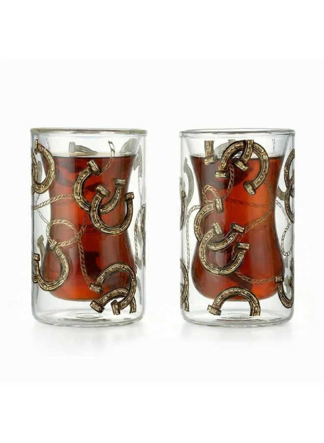 Silsal Double Wall Glass Cups for Tea, Karak, Coffee, Hot and Cold Drinks Beverages- Set of 2