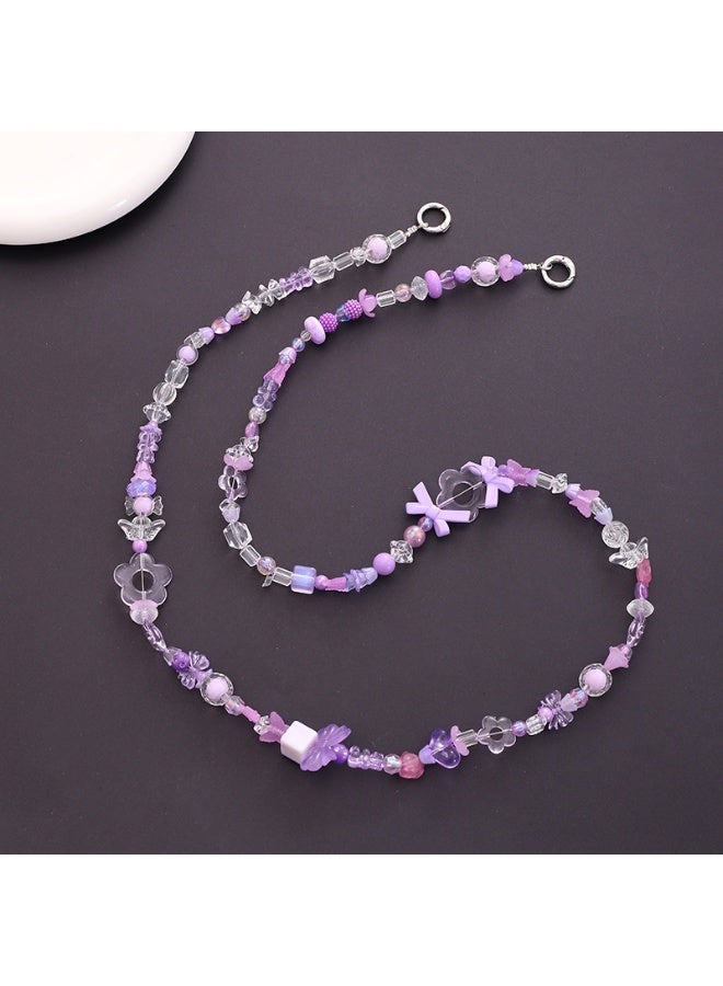 NIBEMINENT Phone Charm/ Chain Strap for Women Girls, Colorful Beads Cell Phone Case Lanyard Wrist Strap