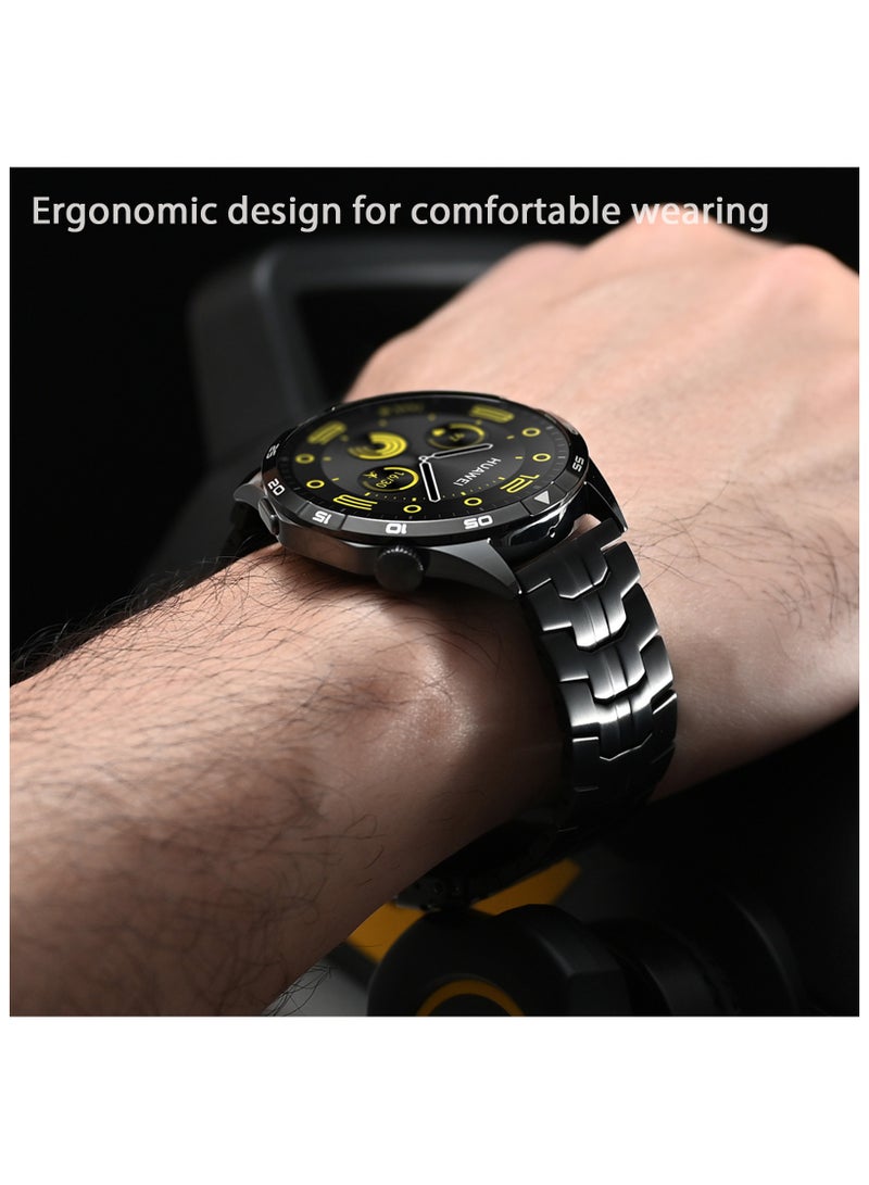 yalilai Titanium Band for HUAWEI Watch 4 3 Pro/GT 5 4 3 Pro, Luxury Universal 22mm Titanium Metal Replacement Watch Strap for Men and Women, Black-Orange  - Image 4