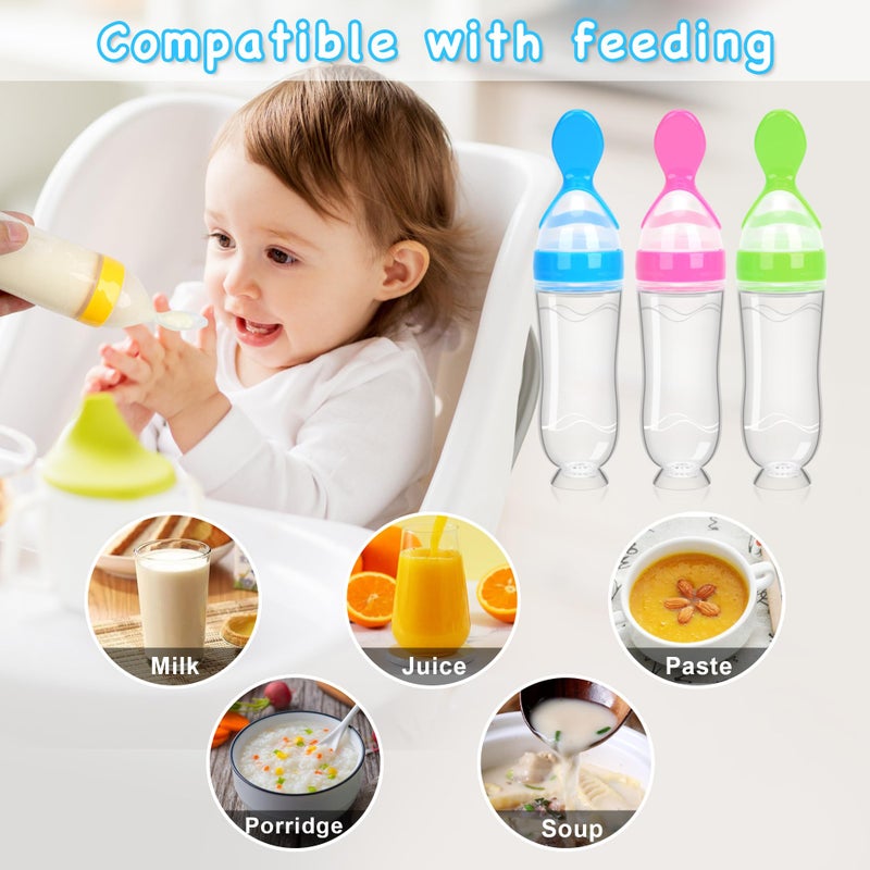 WAJIAYON Baby Food Feeder 4 Pack Silicone Baby Food Dispensing Spoon-WAJIAYON, 3 oz Squeeze Feeding Spoons with Suction Cup for Boys Girl Kids Toddlers - Self Feeding Bottle Spoon - Image 2