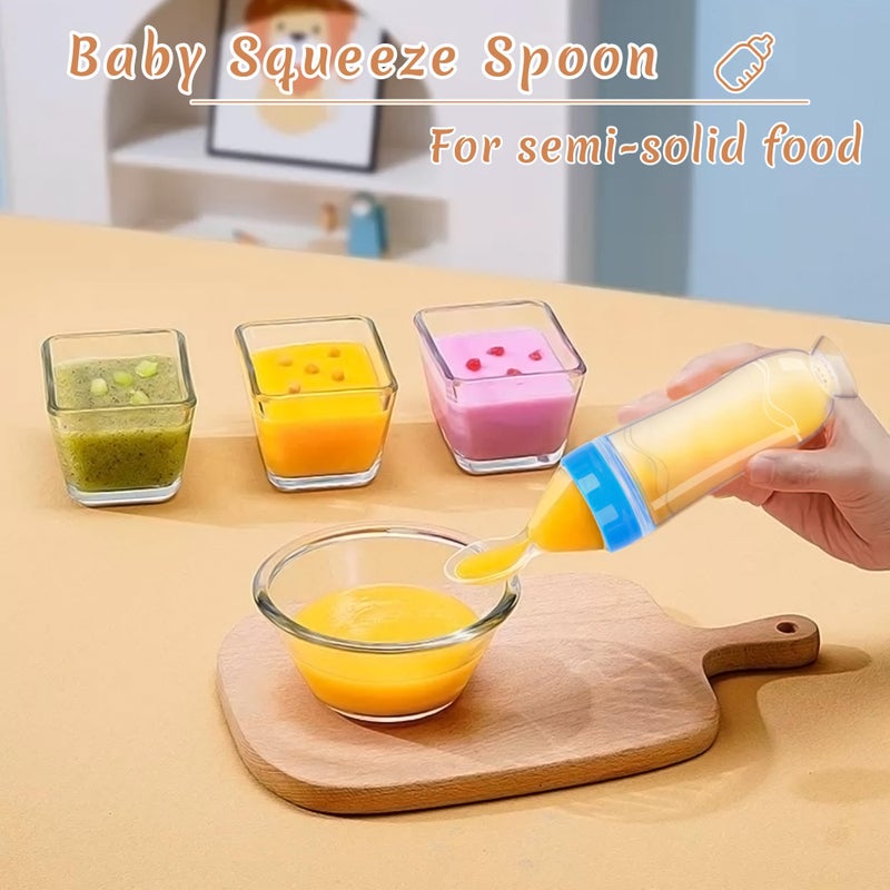 WAJIAYON Baby Food Feeder 4 Pack Silicone Baby Food Dispensing Spoon-WAJIAYON, 3 oz Squeeze Feeding Spoons with Suction Cup for Boys Girl Kids Toddlers - Self Feeding Bottle Spoon - Image 4