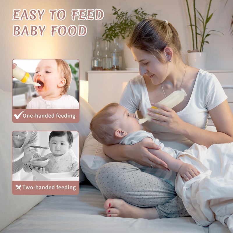 WAJIAYON Baby Food Feeder 4 Pack Silicone Baby Food Dispensing Spoon-WAJIAYON, 3 oz Squeeze Feeding Spoons with Suction Cup for Boys Girl Kids Toddlers - Self Feeding Bottle Spoon - Image 5