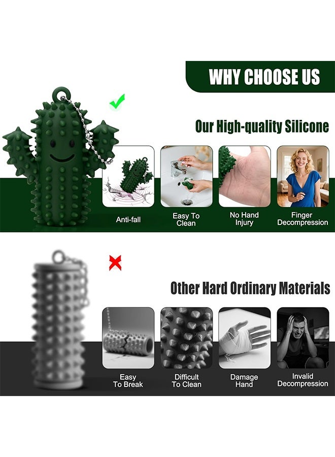 Little Ouchies Pain Fidget, Silicone Cactus Pain Stim Tool Fidget Toy for Adults, Pain Stimming Fidget, Spiky Grippie Stim Keychain for Hard Spiky Sensory Toys Anxiety Relief Fun Gifts, Green - Image 3