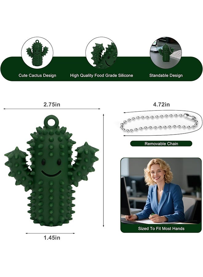 Little Ouchies Pain Fidget, Silicone Cactus Pain Stim Tool Fidget Toy for Adults, Pain Stimming Fidget, Spiky Grippie Stim Keychain for Hard Spiky Sensory Toys Anxiety Relief Fun Gifts, Green - Image 2