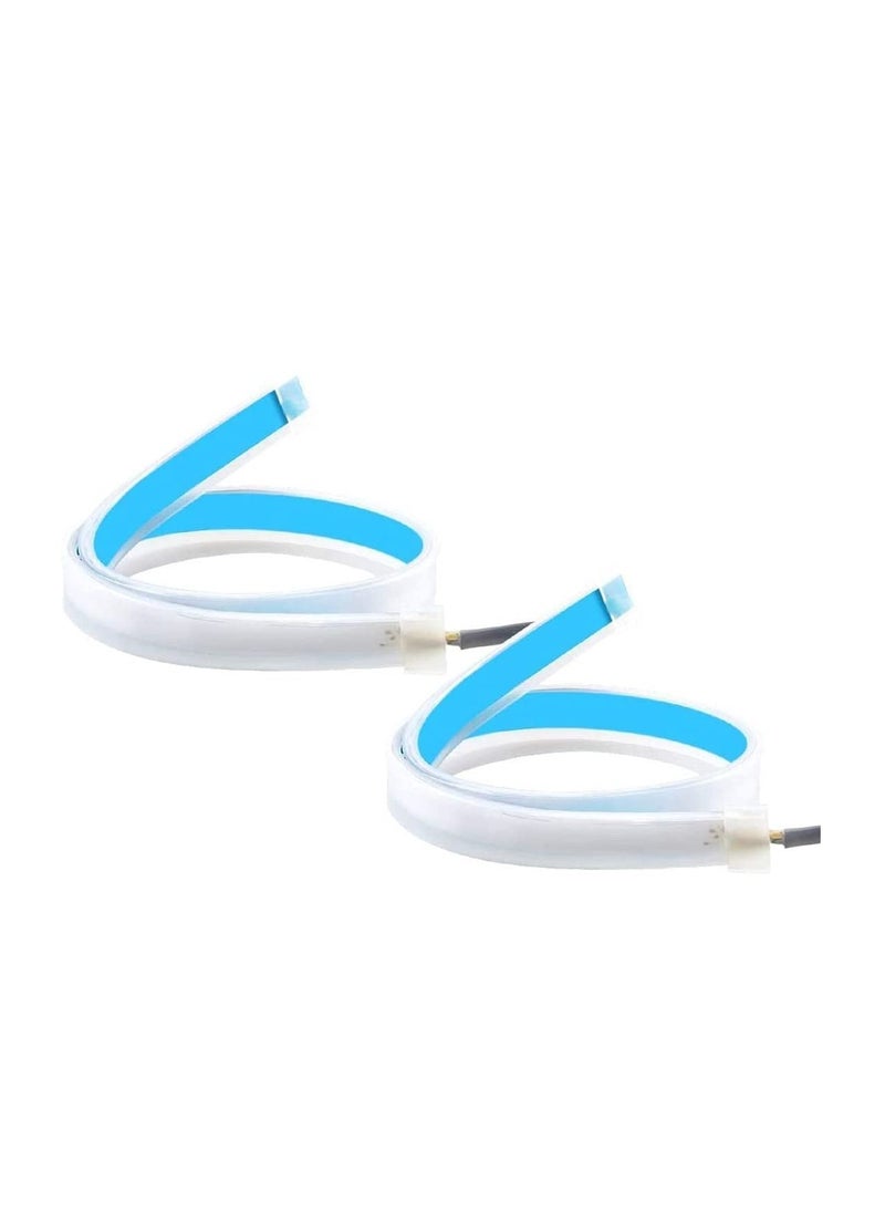 Generic LED Daytime Running Light Decoration Strip 12V Waterproof Lighting Perfect for Headlight and Turn Signal - 45cm - White and Amber - Set of 2  - Image 1