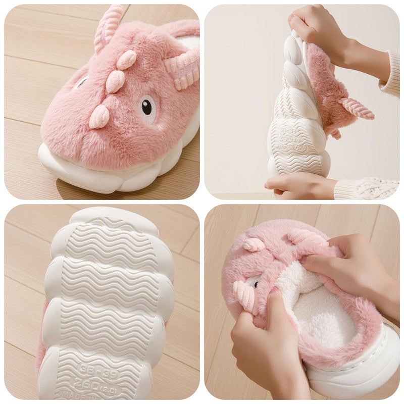 YILANLAN Cute Animal Dinosaurs Slippers for Women Men Fun House Non-slip Adult Furry Winter Indoor Outdoor slippers (Green, adult, women, numeric_7, numeric_range, us_footwear_size_system, numeric_8, medium) - Image 4