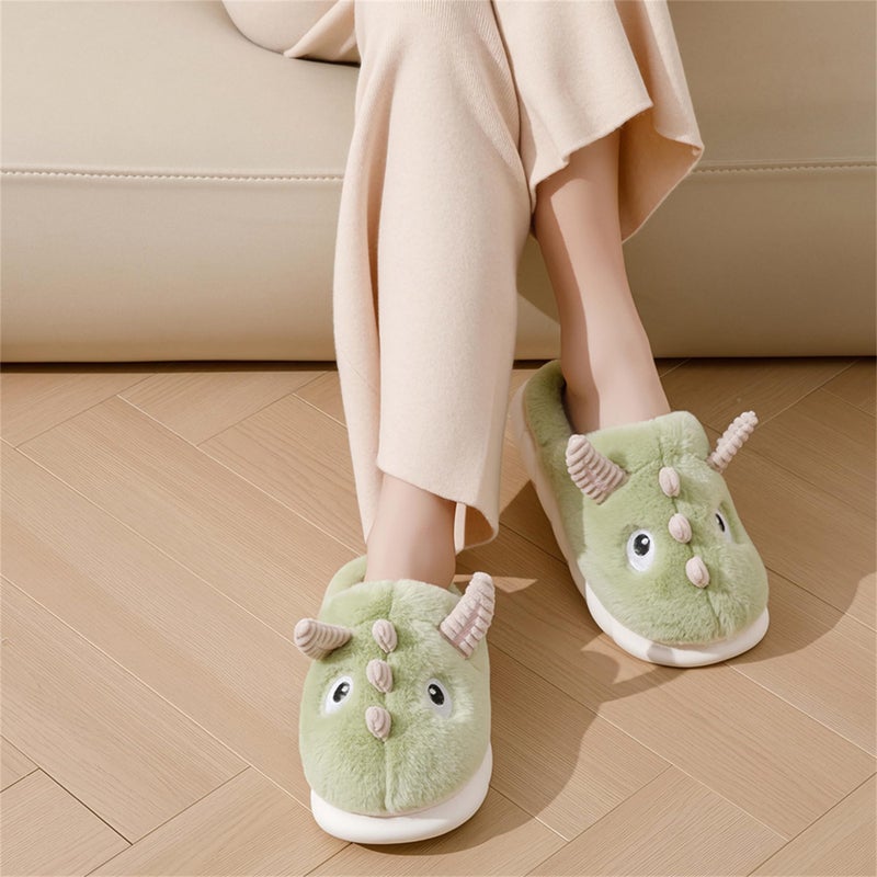 YILANLAN Cute Animal Dinosaurs Slippers for Women Men Fun House Non-slip Adult Furry Winter Indoor Outdoor slippers (Green, adult, women, numeric_7, numeric_range, us_footwear_size_system, numeric_8, medium) - Image 2