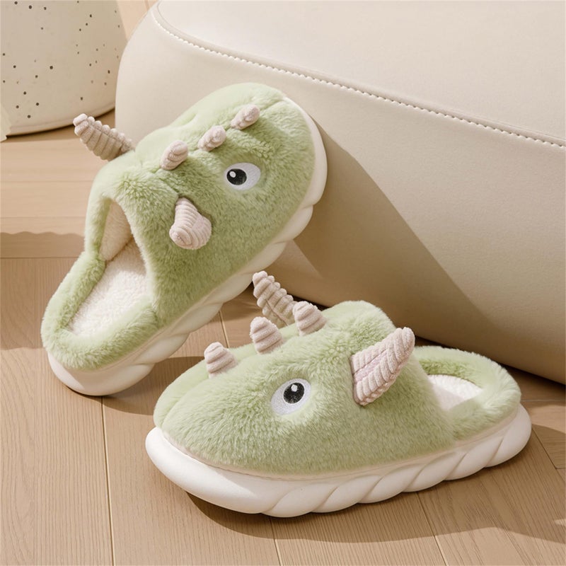 YILANLAN Cute Animal Dinosaurs Slippers for Women Men Fun House Non-slip Adult Furry Winter Indoor Outdoor slippers (Green, adult, women, numeric_7, numeric_range, us_footwear_size_system, numeric_8, medium) - Image 3