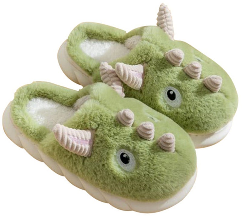 YILANLAN Cute Animal Dinosaurs Slippers for Women Men Fun House Non-slip Adult Furry Winter Indoor Outdoor slippers (Green, adult, women, numeric_7, numeric_range, us_footwear_size_system, numeric_8, medium) - Image 1