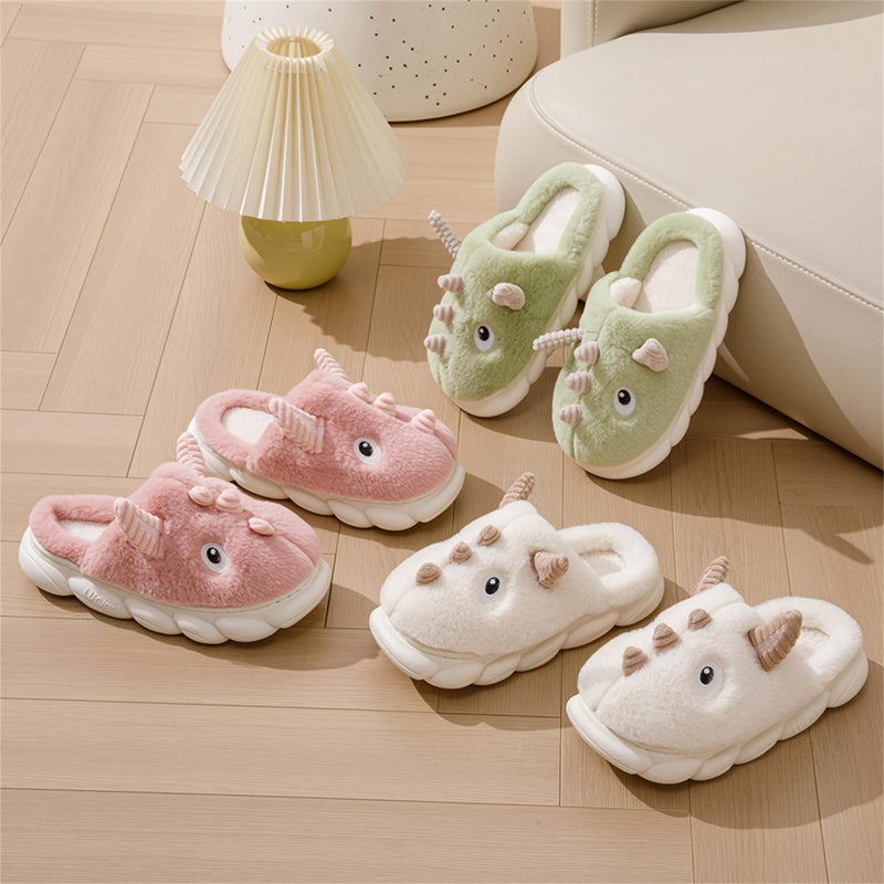 YILANLAN Cute Animal Dinosaurs Slippers for Women Men Fun House Non-slip Adult Furry Winter Indoor Outdoor slippers (Green, adult, women, numeric_7, numeric_range, us_footwear_size_system, numeric_8, medium) - Image 5