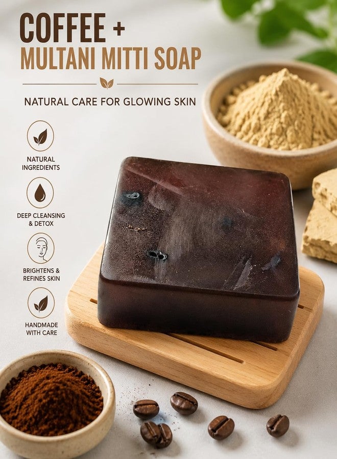 FINEXEL Coffee Multani Mitti Handmade Soap Natural Skin Cleansing Bath Bar for Oily Skin Tan Removal Deep Cleansing Soap .Natural Skin Cleansing, For Oily Skin, Tan Removal, Deep Cleansing(Pack of 3) - Image 2