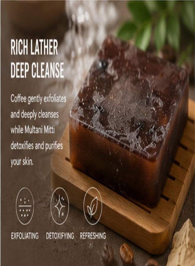 FINEXEL Coffee Multani Mitti Handmade Soap Natural Skin Cleansing Bath Bar for Oily Skin Tan Removal Deep Cleansing Soap .Natural Skin Cleansing, For Oily Skin, Tan Removal, Deep Cleansing(Pack of 3) - Image 3