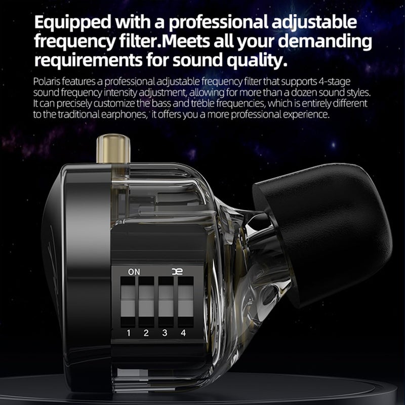 CCA Polaris 4 Tone Adjustable in Ear Monitor Headphones, Dynamic Dual Driver IEM Earphones, HiFi Stereo Gaming Earbuds with 2pin Detachable Cable - Image 4