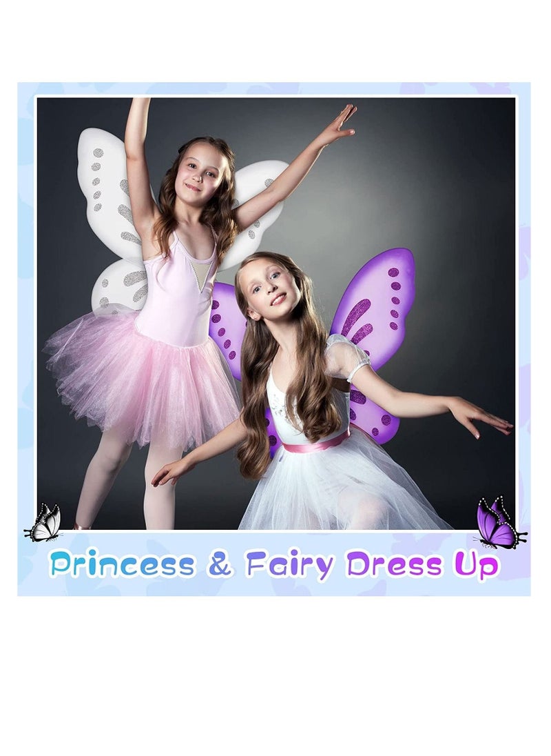 Butterfly Wings Dress Up, Fairy Wings for Girls, Princess Costumes Accessories Birthday Party, Fairy Festival Rave Dress Up, Makeup Play Show , Prom Show Wings (White) - Image 4