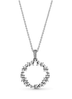 PANDORA Jewelry Ice Cube Round Cubic Zirconia Necklace in 925 Sterling Silver