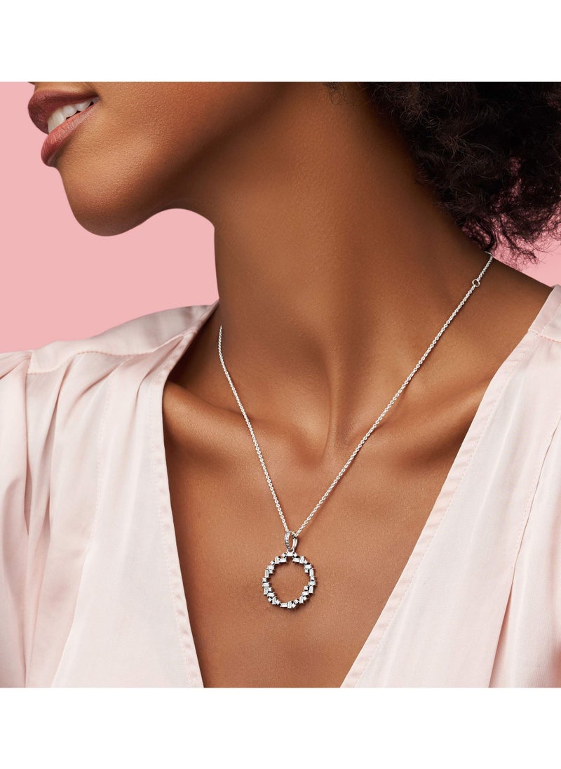 Pandora Violet - PANDORA Jewelry Ice Cube Round Cubic Zirconia Necklace in 925 Sterling Silver - Image 1