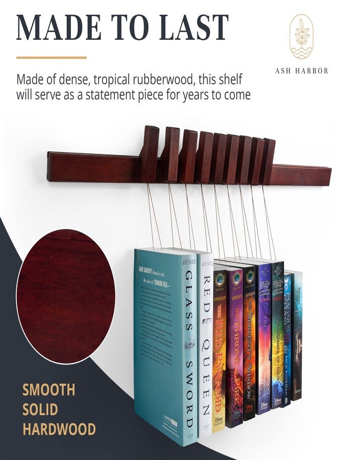 Ash Harbor Floating Wall Bookshelf - Wall Mounted Book Organizer with Included Bookmarks - Hardwood Hanging Bookshelf for Bedroom, Living Room, or Kitchen - A Thoughtful Gift for Book Lovers (Dark) - Image 5