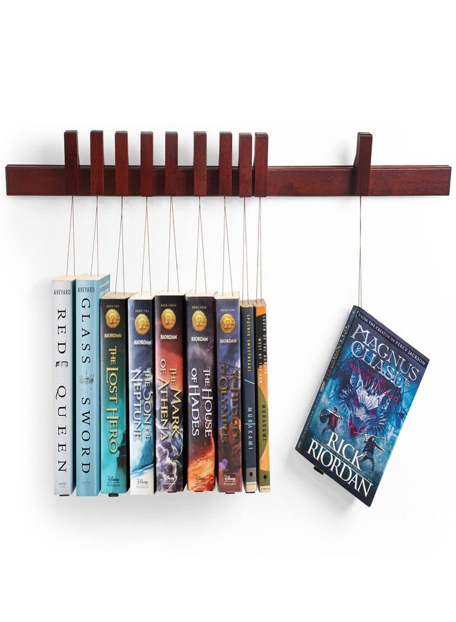 Ash Harbor Floating Wall Bookshelf - Wall Mounted Book Organizer with Included Bookmarks - Hardwood Hanging Bookshelf for Bedroom, Living Room, or Kitchen - A Thoughtful Gift for Book Lovers (Dark) - Image 1