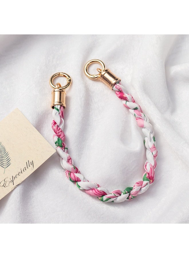 NIBEMINENT Beaded Phone Lanyard, Anti Lost Removable Wrist Strap, Chain Weaving Bracelet Pendant, Phone Keychain Lanyard,4/Pink