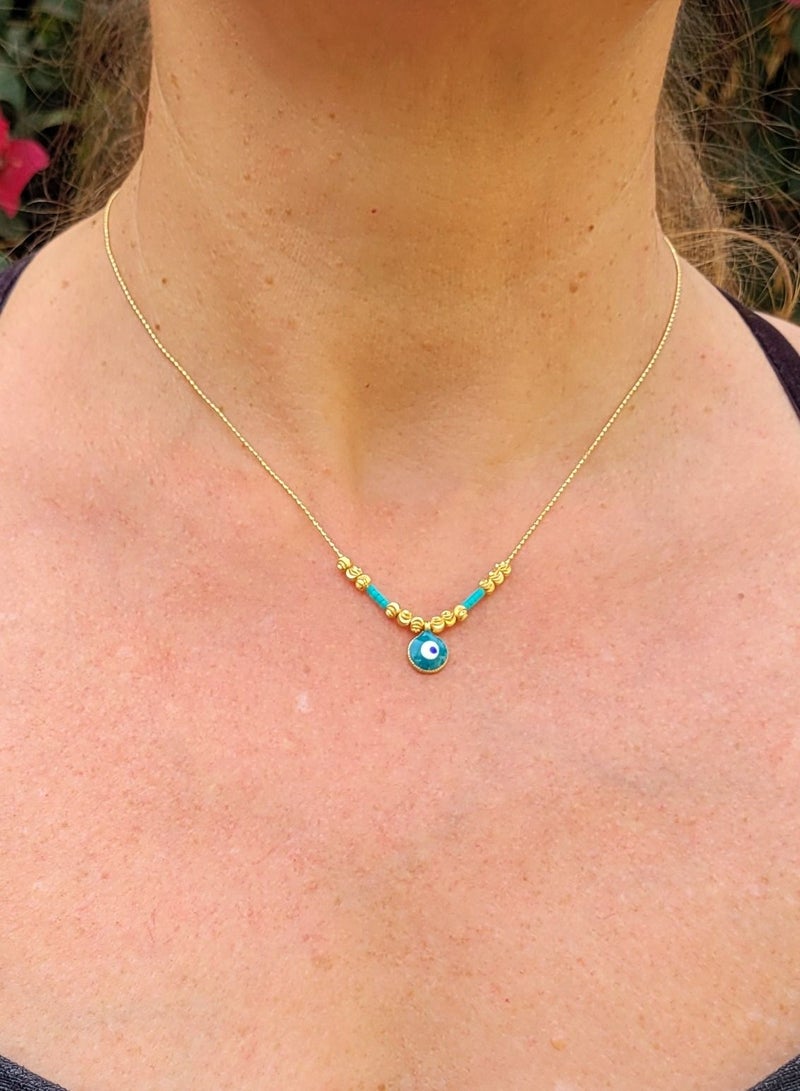Alwan قلادة العين الشريرة المطلية بالذهب - Image 3