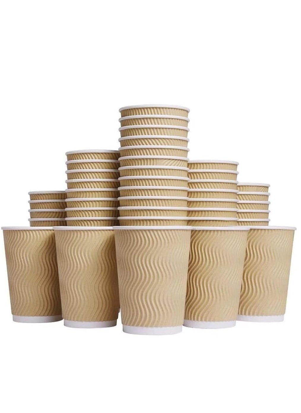 MahMir MahMir® 12 Oz. Brown Disposable Ripple Insulated Coffee Cups - Eco-Friendly Disposable Cups - Hot Beverage Corrugated Paper Cups - Sleeve Ripple Wall Paper Coffee Cups for Drink - Tea Cup(12oz 50 Pcs) 