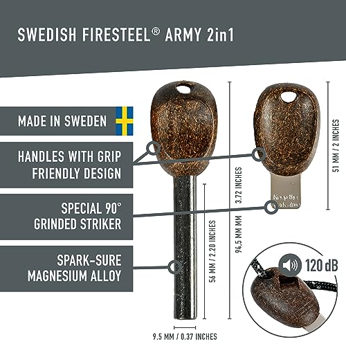Light My Fire Flint Fire Starter Ferro Rod Survival Tool Fire Steel Army Bushcraft Gear Flint and Steel Magnesium Fire Starter Kit - 3/8” 2-in-1 Fire Starters for Campfires 12,000 Strikes - Image 2