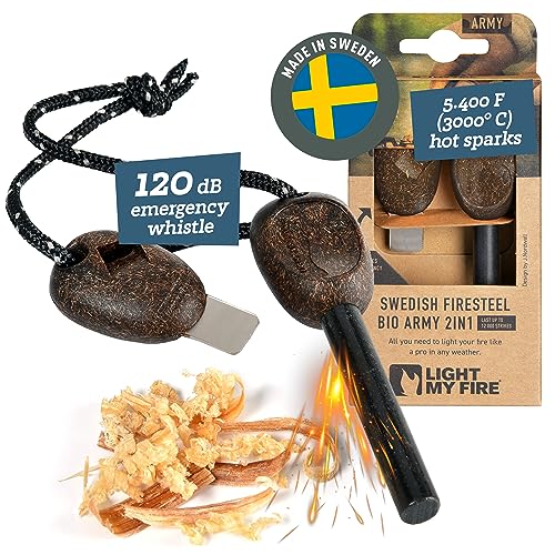 Light My Fire Flint Fire Starter Ferro Rod Survival Tool Fire Steel Army Bushcraft Gear Flint and Steel Magnesium Fire Starter Kit - 3/8” 2-in-1 Fire Starters for Campfires 12,000 Strikes - Image 1