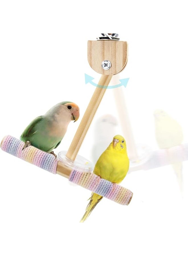 زُوُو أرجوحة طيور مُصَمِتة بأصوات حفيف، مجثم حبل قطني ملون لقبضة طيور الببغاء الناعمة، مجثم خشبي متأرجح لتدريب الببغاء على التوازن، ألعاب قفص طيور متأرجحة لببغاء البادجي والكوكتيل والطيور الحبوبة - Image 1