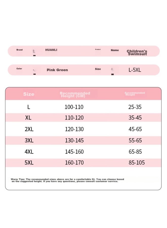 Pull Back Huili Children's Swimsuit, Girls' One-piece Dress, For Older Children, Quick-drying, Three-piece Set For Girls, 34020 Pink, 2XL - Image 5