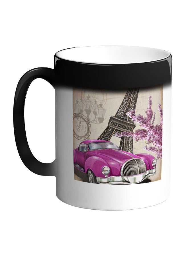 Classic Car Paris Printed Colour Changing Coffee Mug Black 11ounce