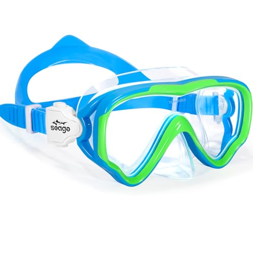 Seago Kids Swim Goggles Swimming Goggles for Kids Boys Girls Toddlers Youth 5-15 Anti-Fog 180° Clear Goggles No Leak Water Pool Underwater Swim Goggles with Nose Cover Swimming Diving Equipment - Image 1