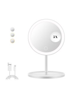 Generic Vanity Mirror Makeup Mirror with 3 Light Modes - Led Mirror Makeup with Compact 5X Magnifying Mirror, Make Up Mirror with Light, Light Up Makeup Mirror, Rechargeable Lighted Makeup Mirror  - Image 1