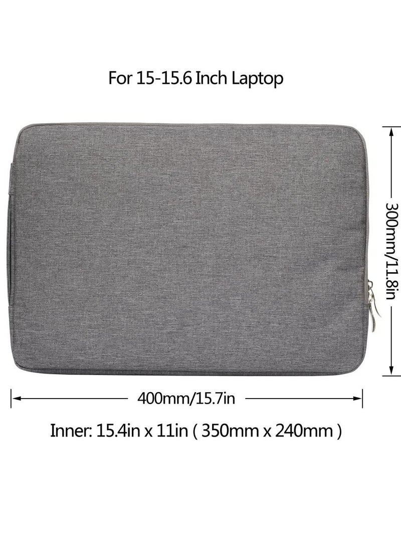 Slim Zipper Pouch Sleeve Compatible with MacBook Pro 15.4 and Other 15.6 Inch Slim Laptops Grey