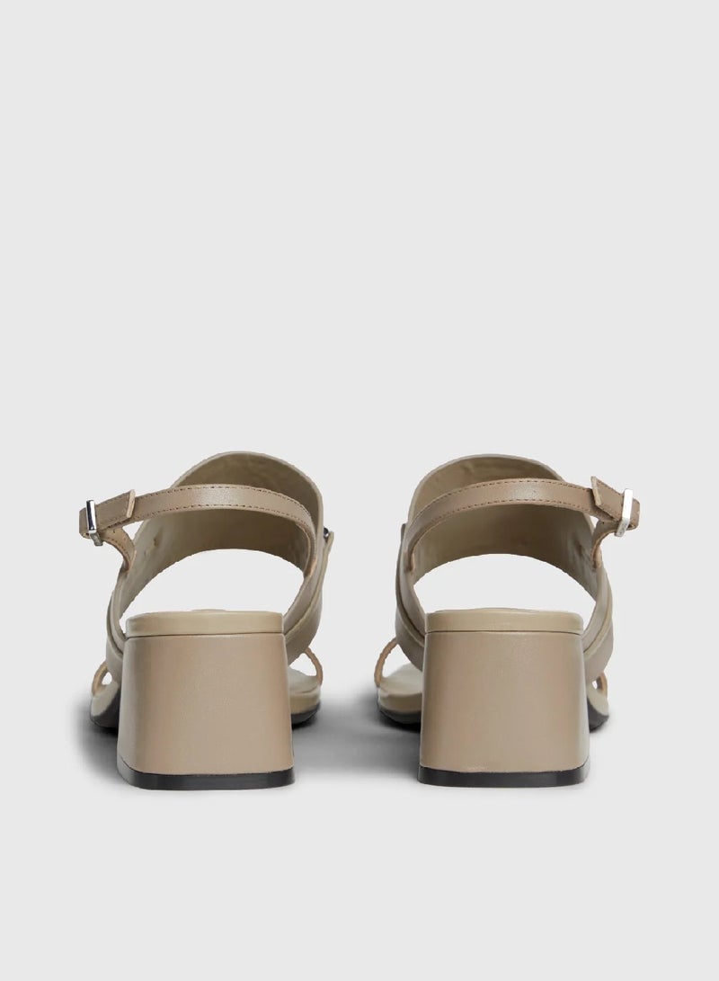 CALVIN KLEIN Leather Heeled Sandals - Image 4