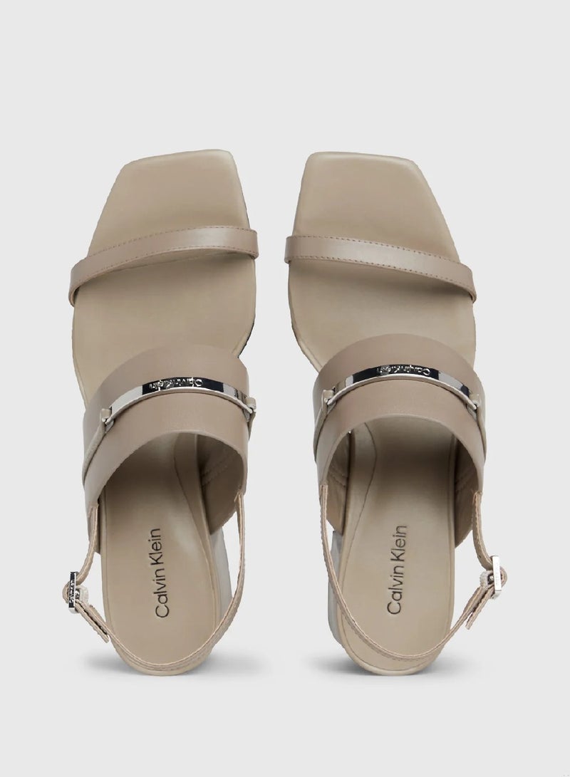 CALVIN KLEIN Leather Heeled Sandals - Image 3