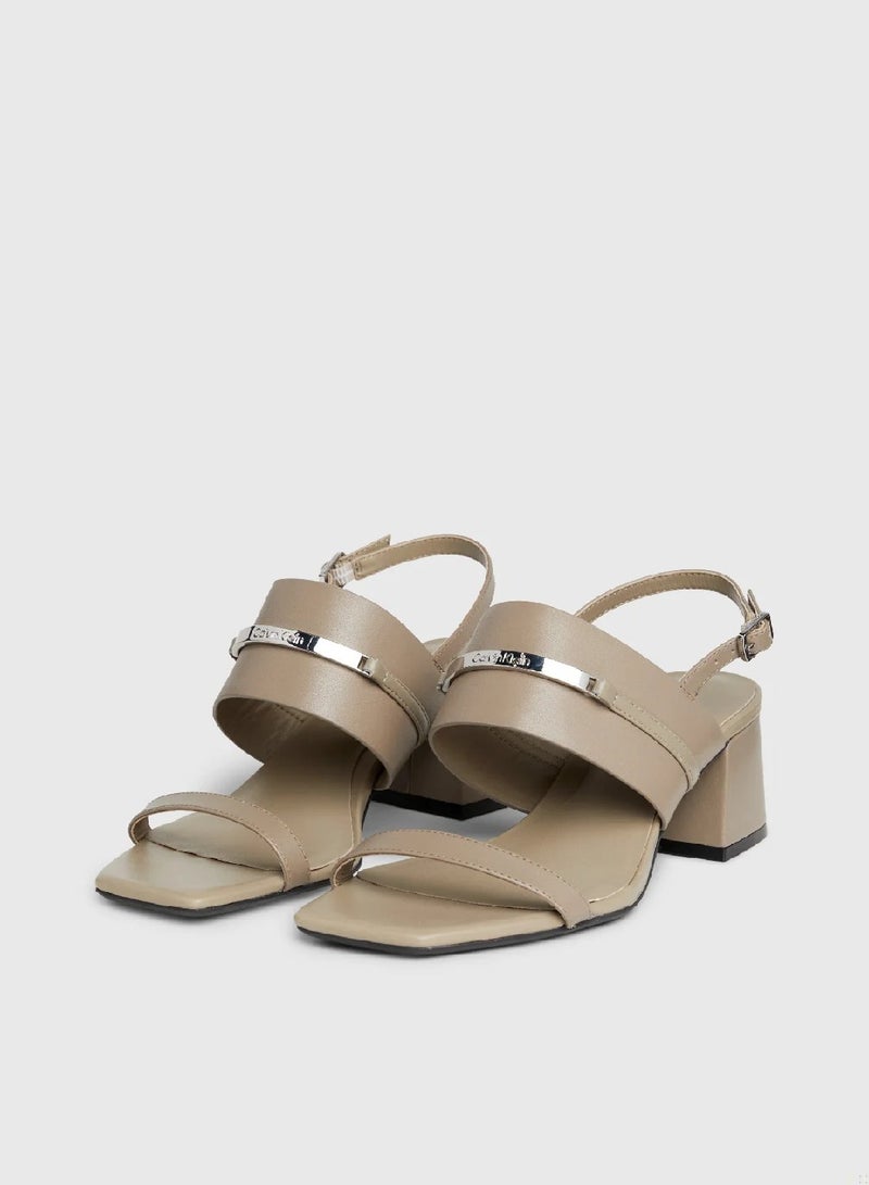 CALVIN KLEIN Leather Heeled Sandals - Image 2