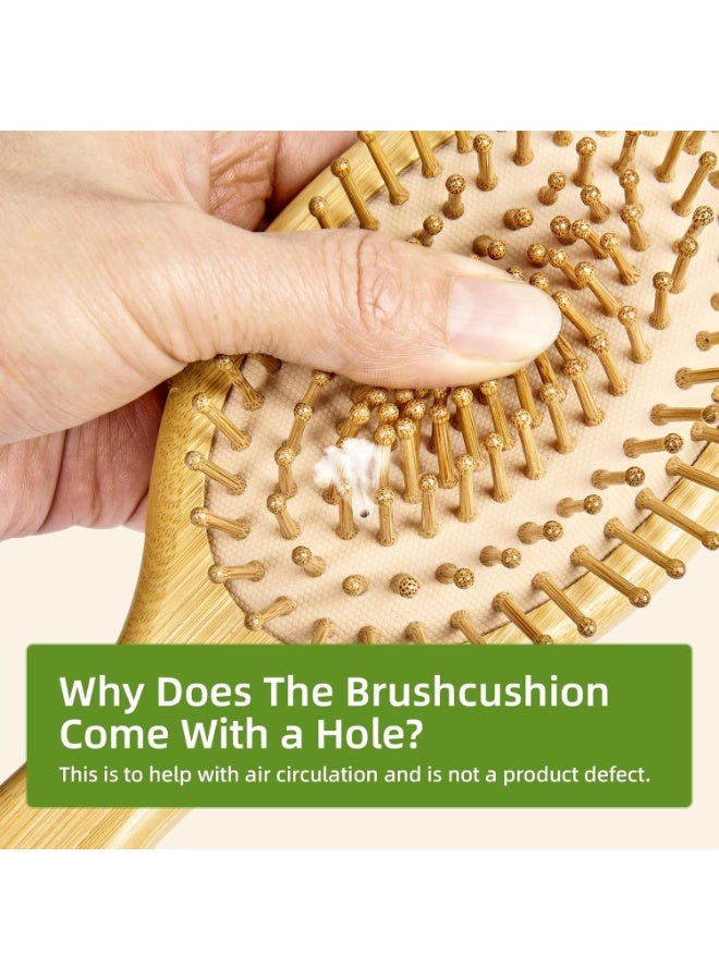 Bamboo Hair Brush – Natural Wooden Paddle Hairbrush with Bamboo Bristles for Hair Growth & Scalp Massage, Detangling Brush for Women, Men & Kids, Suitable for All Hair Types, Ergonomic Handle - Image 2