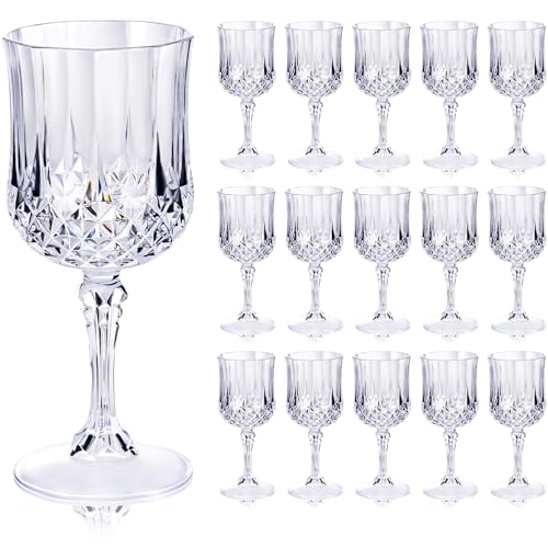 Ciaell 24PCS Plastic Wine Glasses - 7 Oz Plastic Goblets for Party - Clear Vintage Drinking Glasses - Disposable Water Goblets Set for Wedding, Bar, Wine, Beer, Juice, Cocktail, Whiskey - Image 1