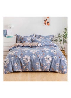 RISHAHOME 6-Piece Double Size Duvet Cover Set Microfiber Horizon 1 Duvet Cover 200x230 cm, 1 Flat Sheet 220x280 cm, 4 Pillow Cover 48x74 cm Multicolour  - Image 1