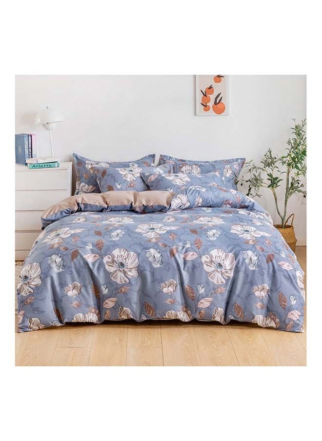 RISHAHOME 6-Piece Double Size Duvet Cover Set Microfiber Horizon 1 Duvet Cover 200x230 cm, 1 Flat Sheet 220x280 cm, 4 Pillow Cover 48x74 cm Multicolour  - Image 1