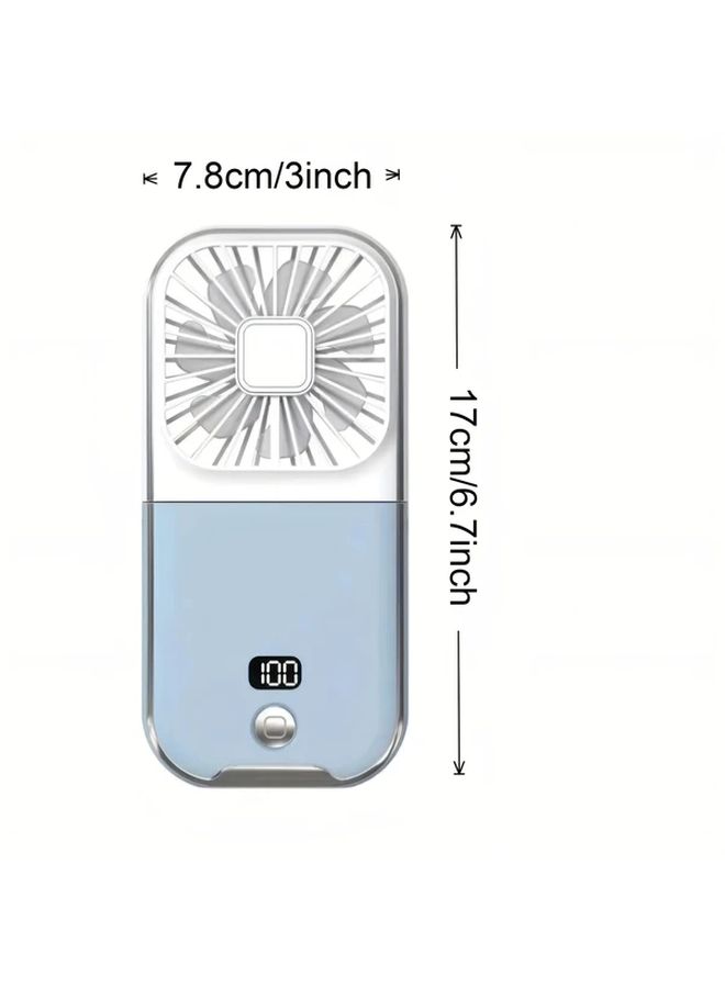 White Portable Neck Fan Phone Holder 180° Folding 3 Speed USB Desktop - Image 2